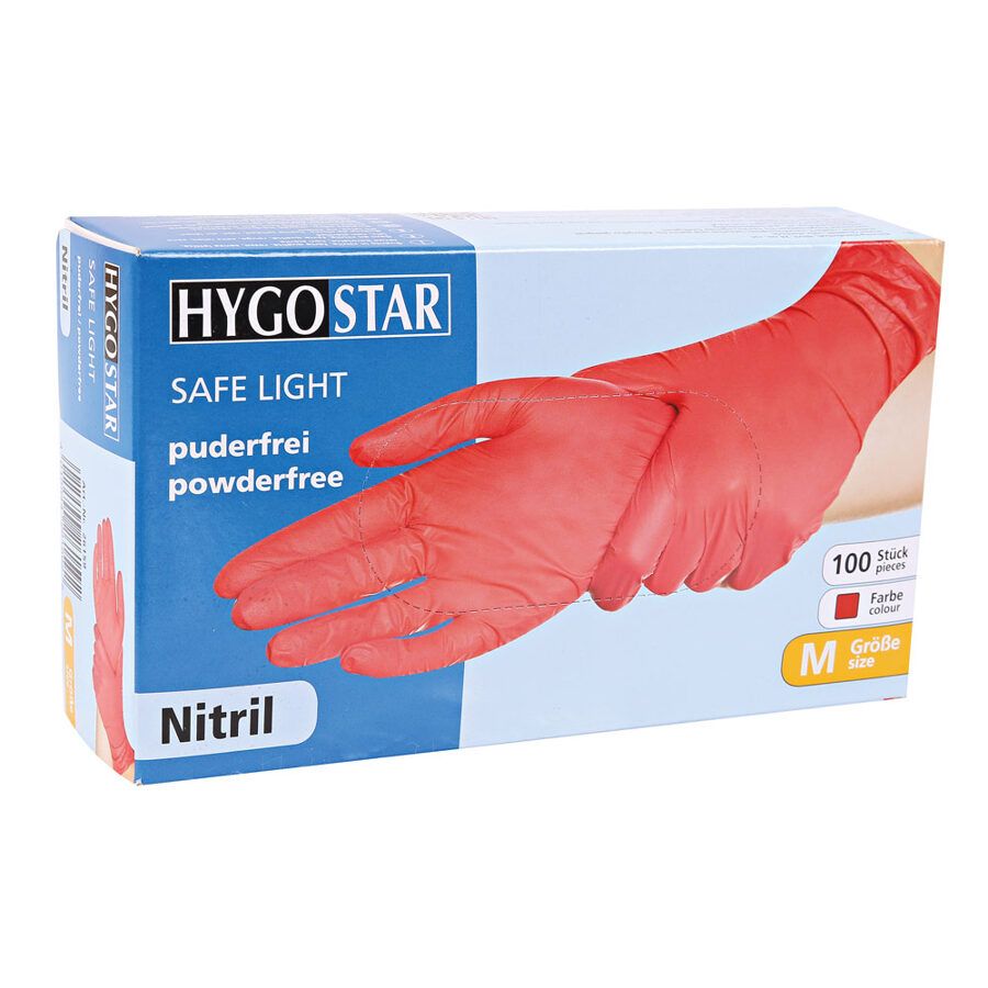 Hygostar Safe Light puudrivabad nitriilkindad, 1000 tk, punased (kast)_1